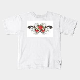 Two Guns and Roses with Thorns Kids T-Shirt